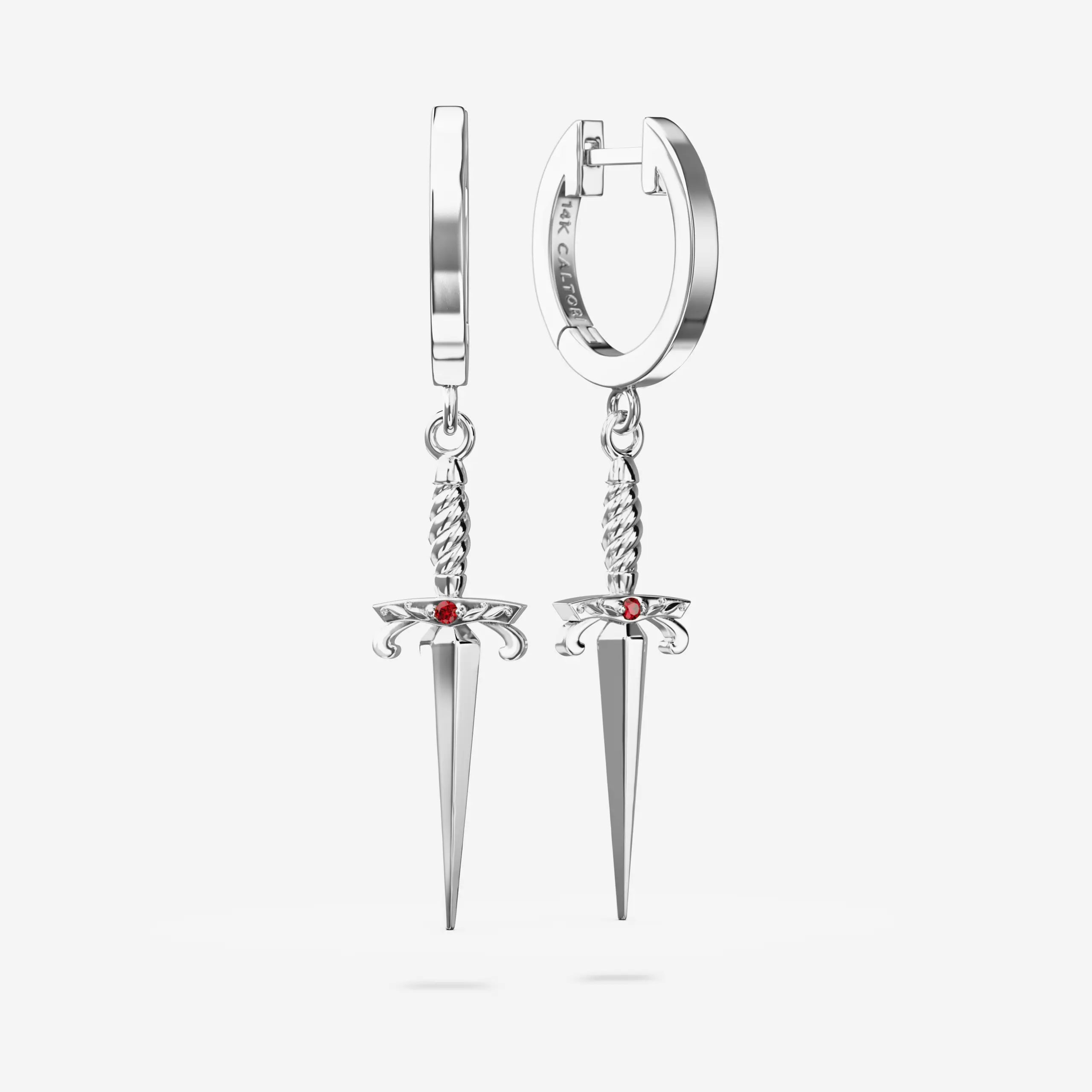 Ruby Dagger Hoops