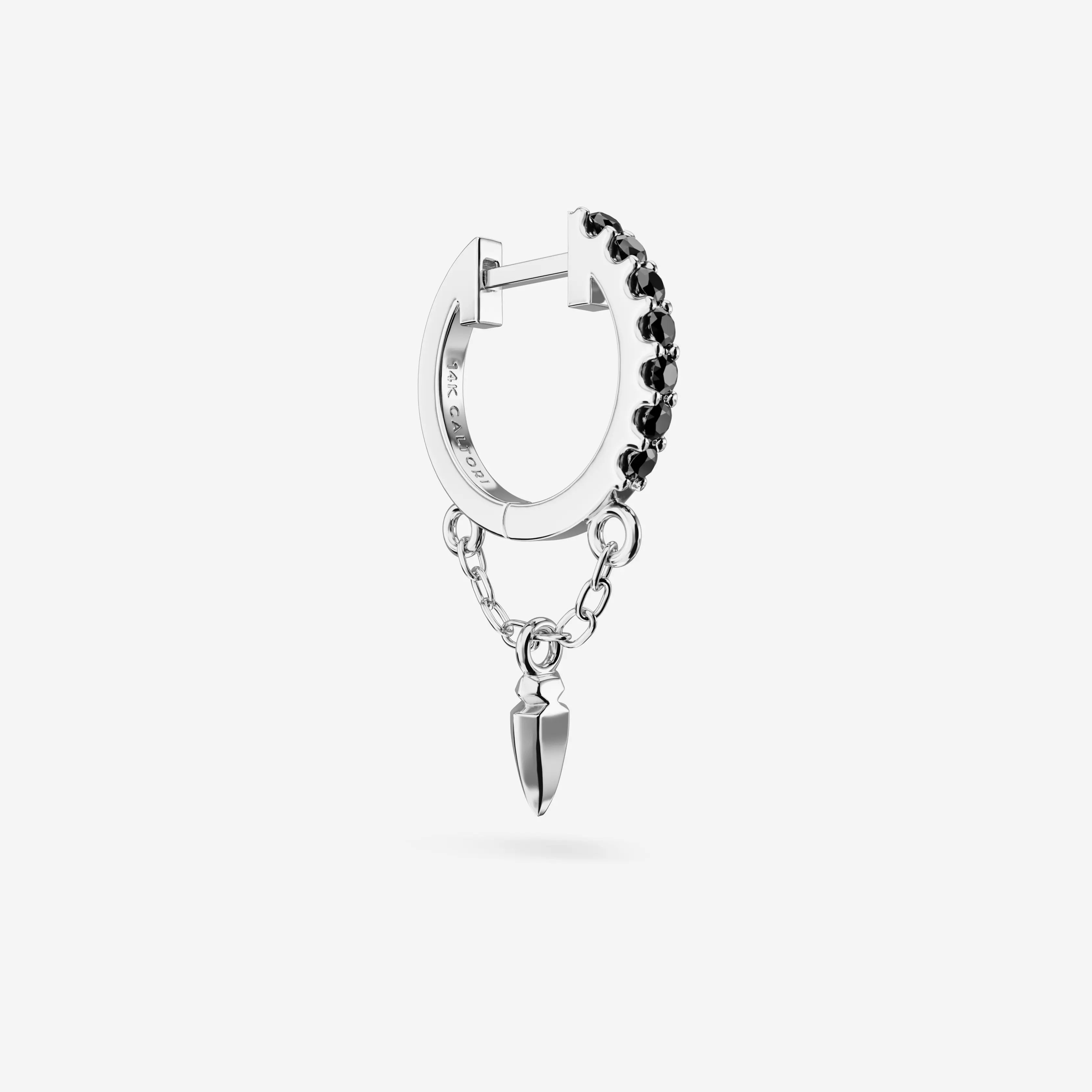 Black Diamond Charm Chain Hoops