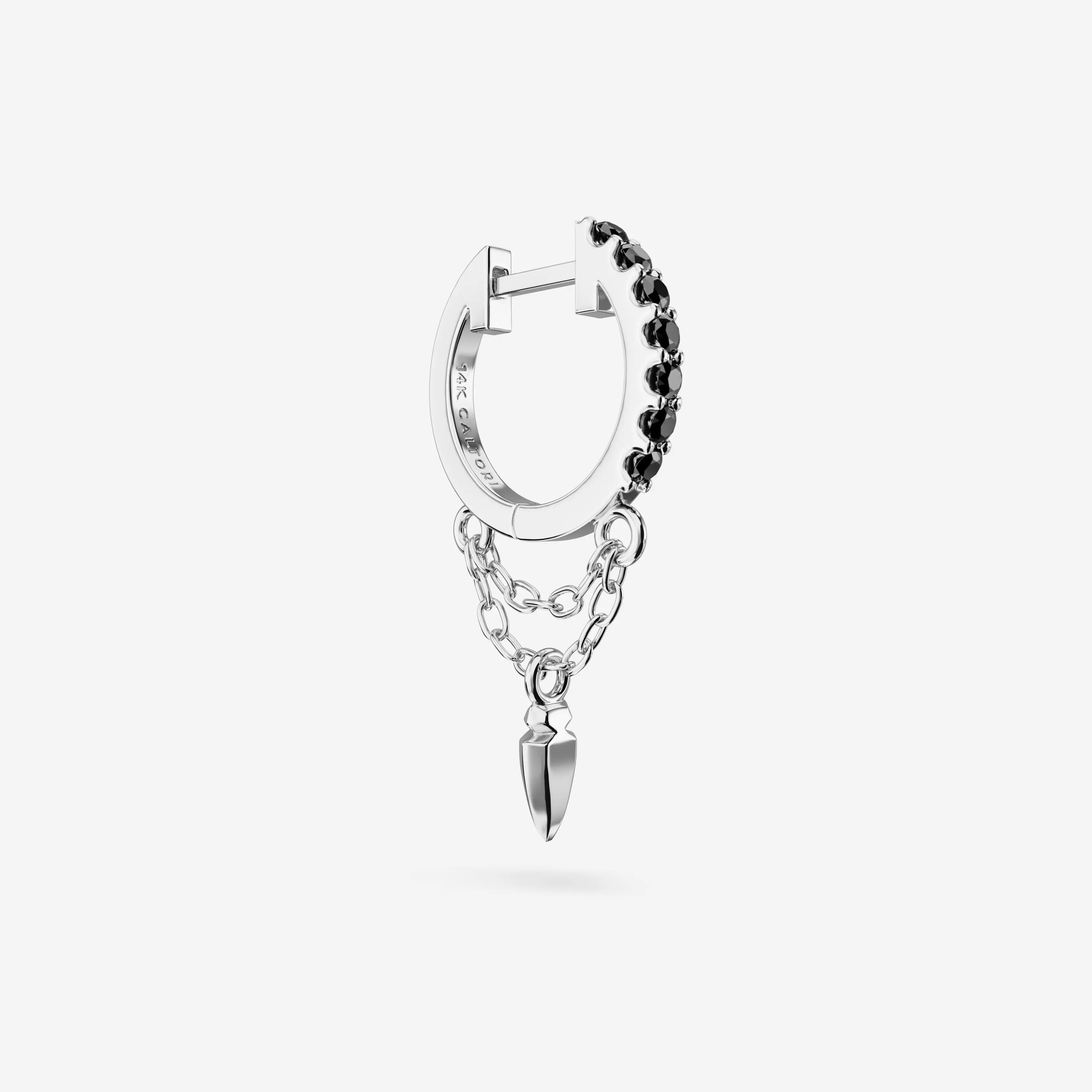 Black Diamond Double Chain Charm Hoops