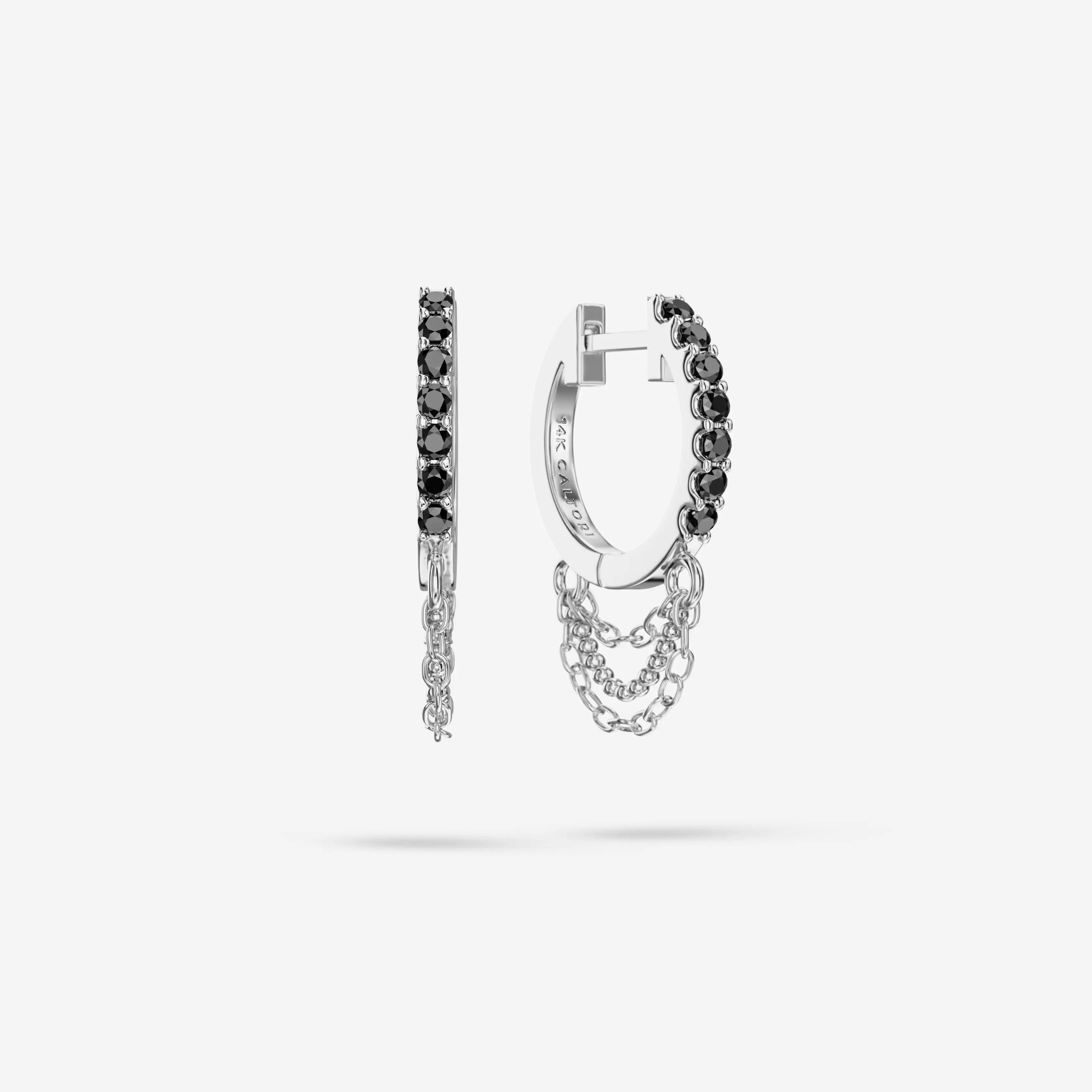 Black Diamond Short Triple Chain Hoops