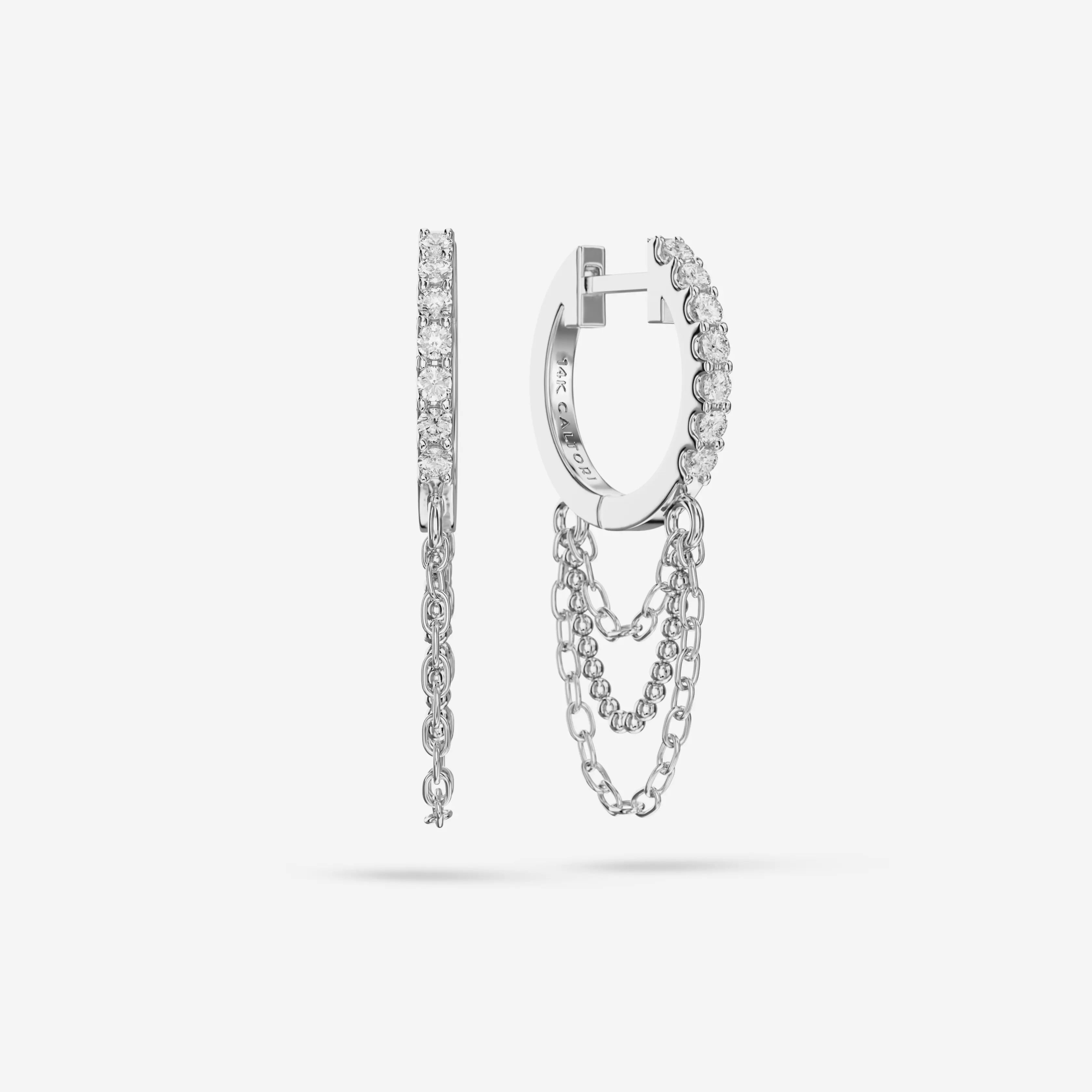 Lab Grown White Diamond Triple Chain Hoops