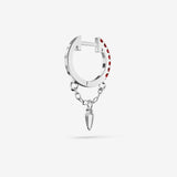 Lab Grown Ruby Charm Chain Hoops