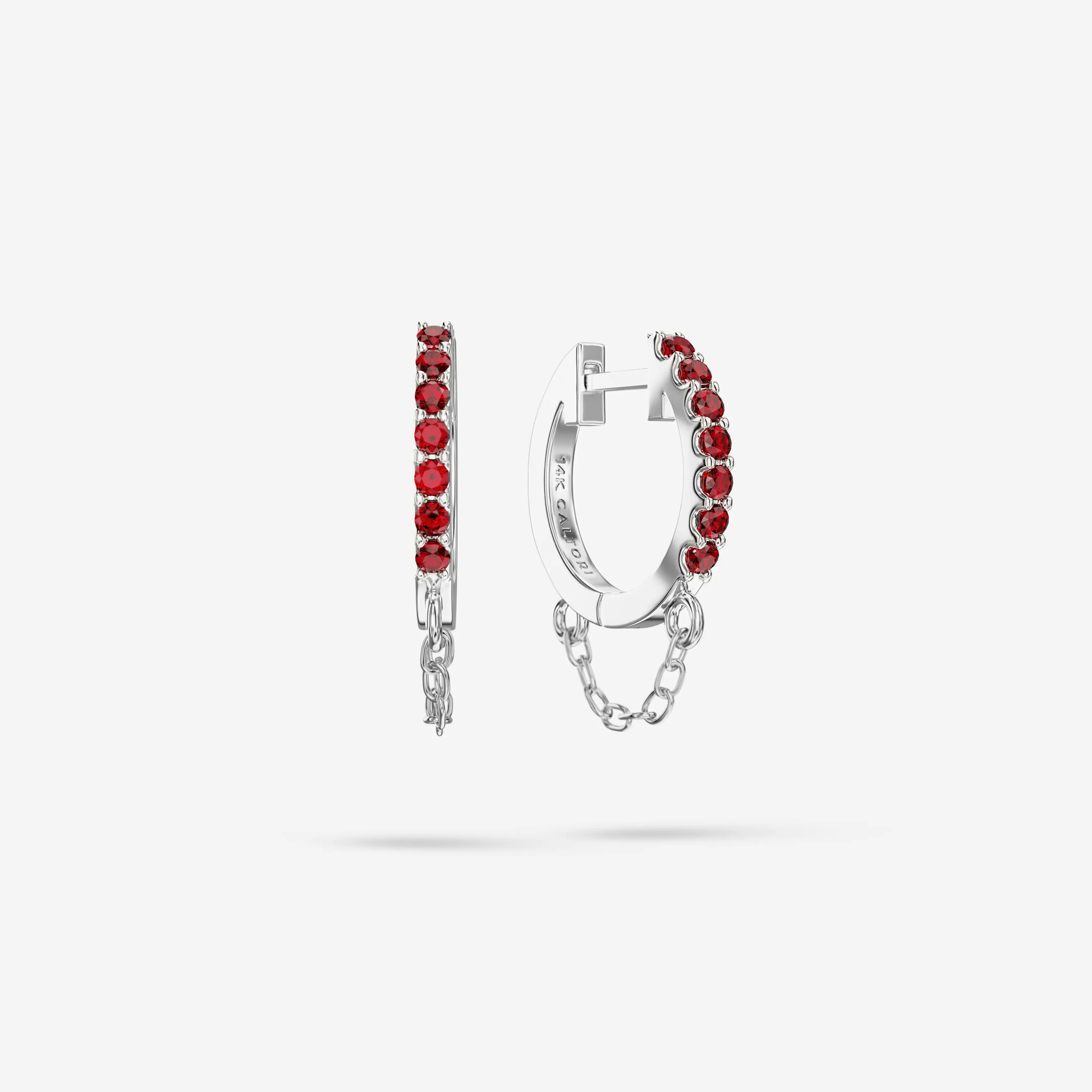 Lab Grown Ruby Chain Hoops