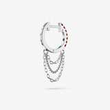 Lab Grown Ruby Triple Chain Hoops