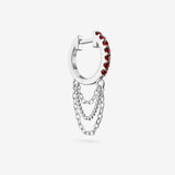 Lab Grown Ruby Triple Chain Hoops