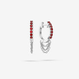Lab Grown Ruby Short Triple Chain Hoops