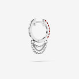 Lab Grown Ruby Short Triple Chain Hoops