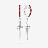 Dagger with Lab Grown Ruby Hoops