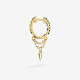 Black Diamond Double Chain Charm Hoops