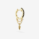 Black Diamond Double Chain Charm Hoops