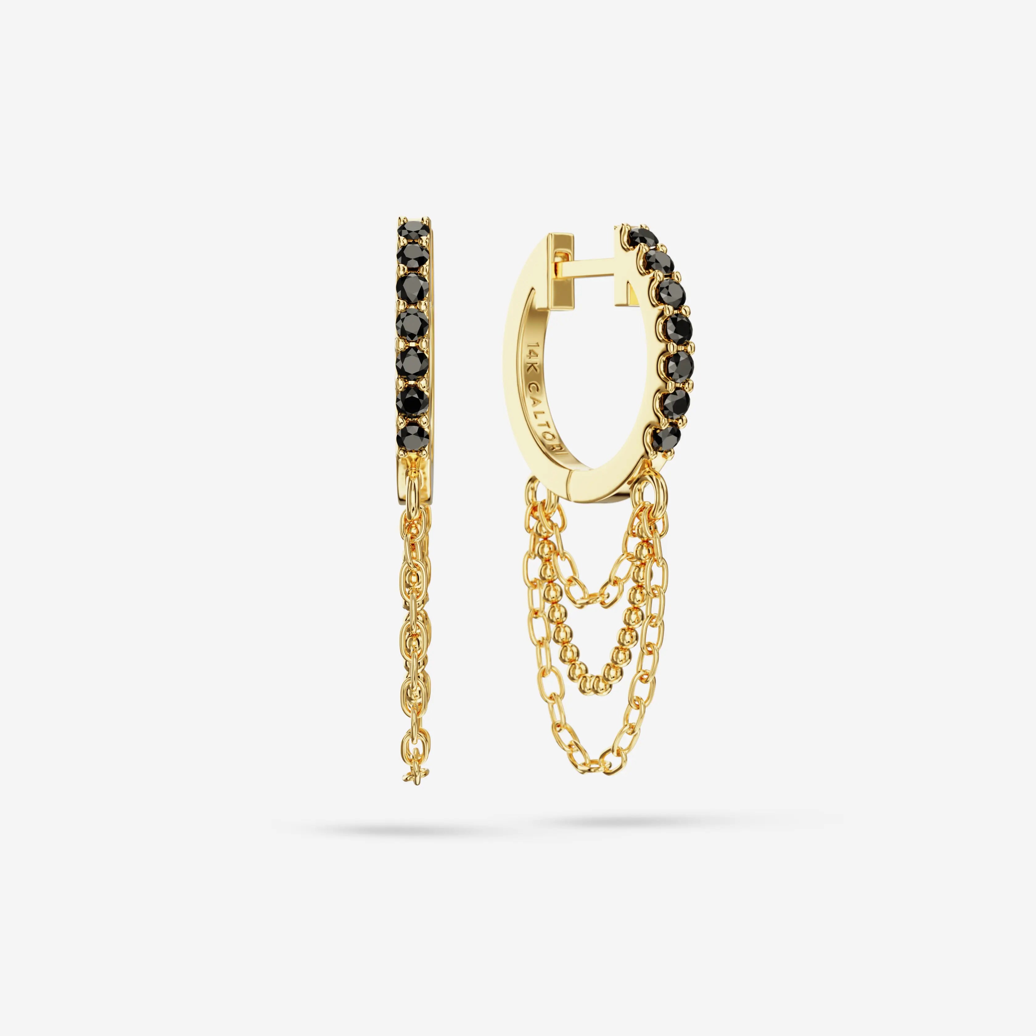 Black Diamond Triple Chain Hoops