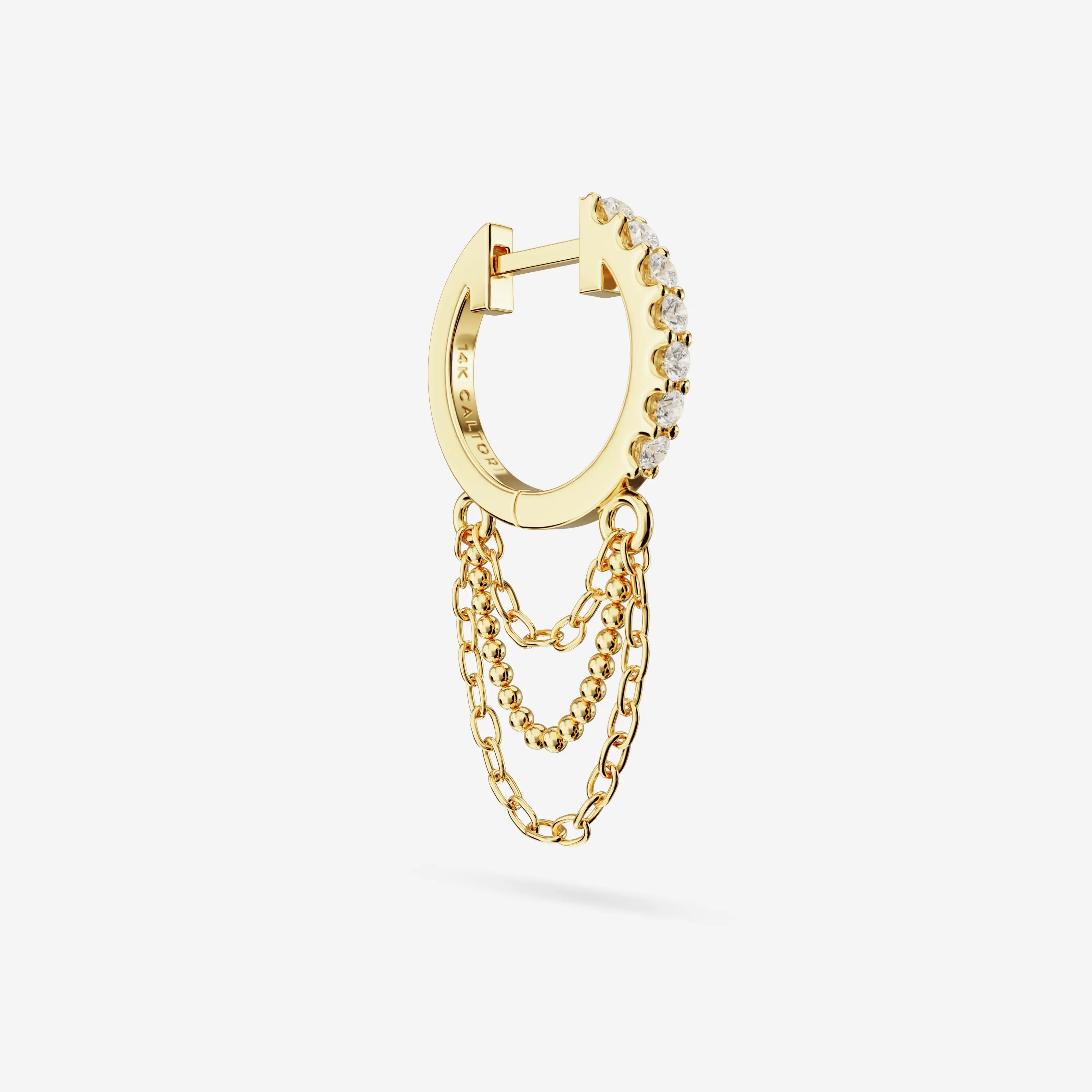Lab Grown White Diamond Triple Chain Hoops