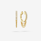 Lab Grown White Diamond Short Triple Chain Hoops