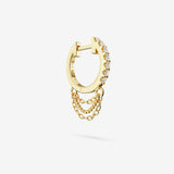 Lab Grown White Diamond Short Triple Chain Hoops