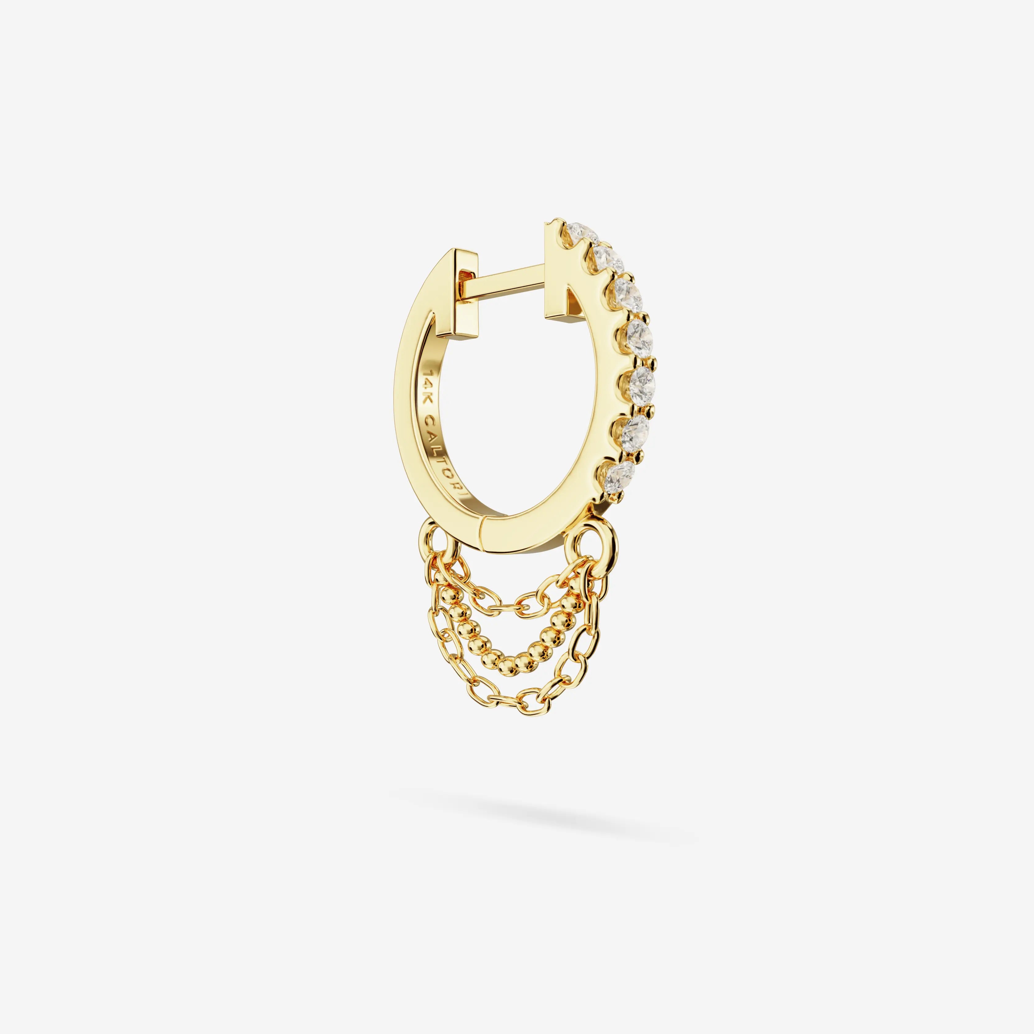 Lab Grown White Diamond Short Triple Chain Hoops