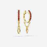 Lab Grown Ruby Charm Chain Hoops
