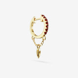Lab Grown Ruby Charm Chain Hoops