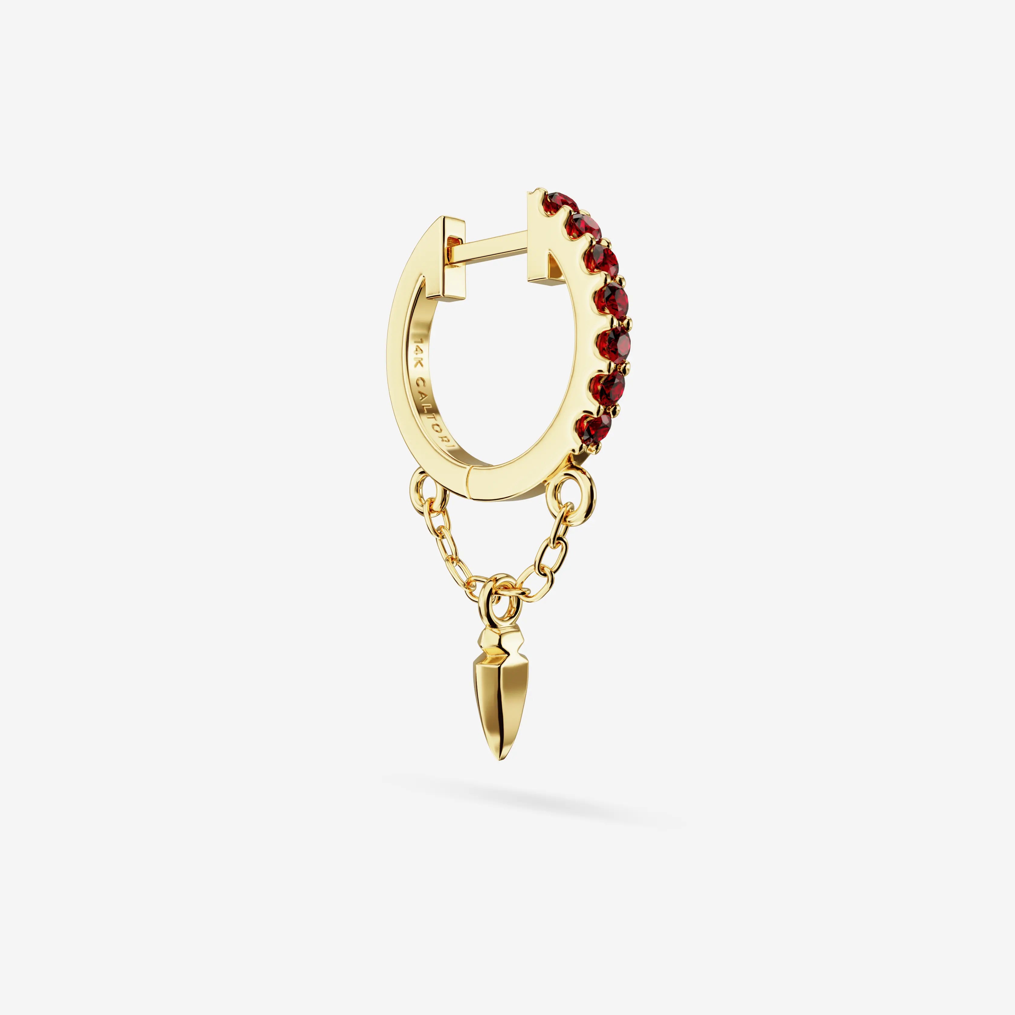 Lab Grown Ruby Charm Chain Hoops