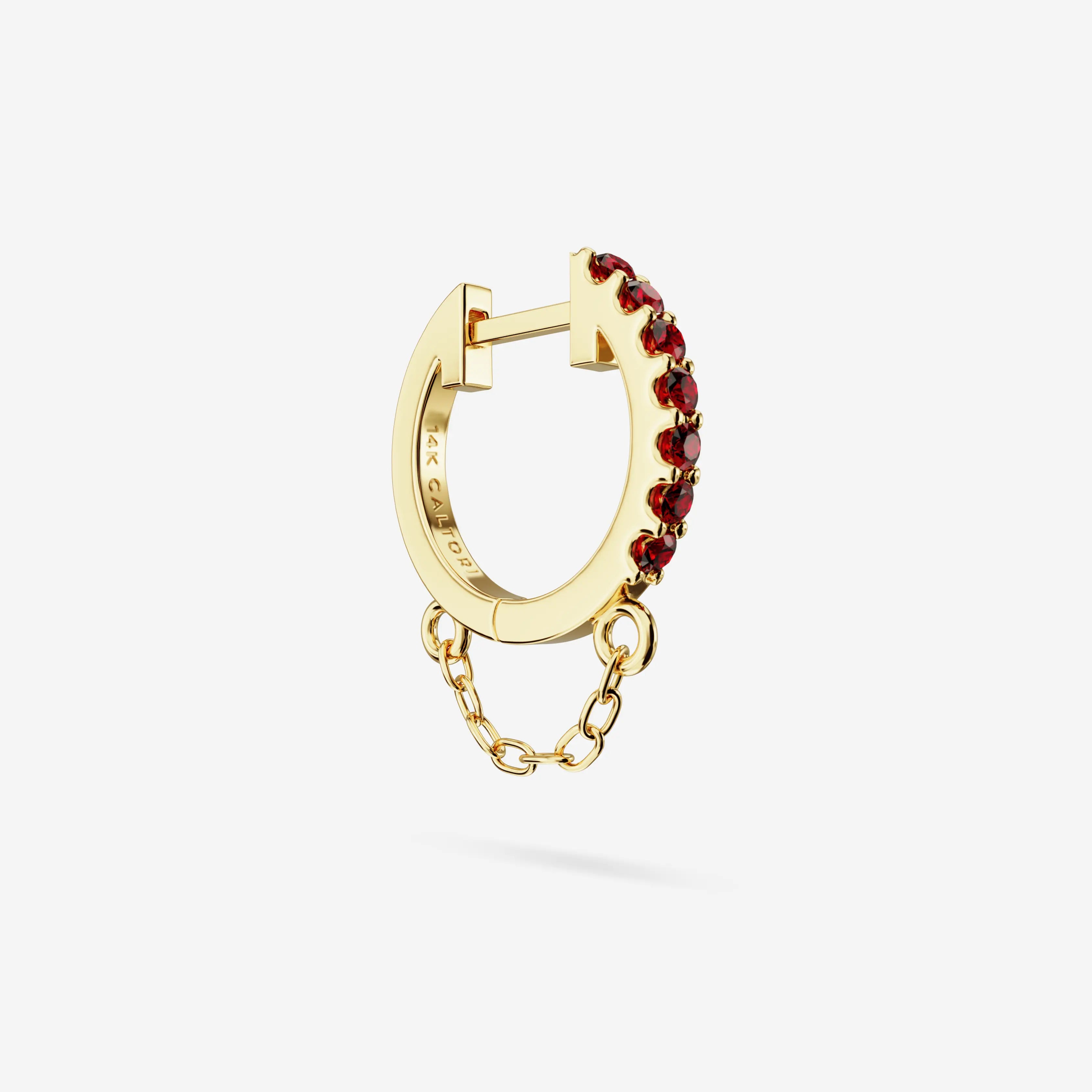 Lab Grown Ruby Chain Hoops