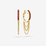 Lab Grown Ruby Triple Chain Hoops