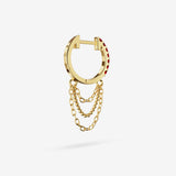 Lab Grown Ruby Triple Chain Hoops