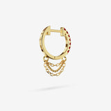 Lab Grown Ruby Short Triple Chain Hoops