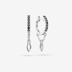 Black Spinel Charm Chain Hoops
