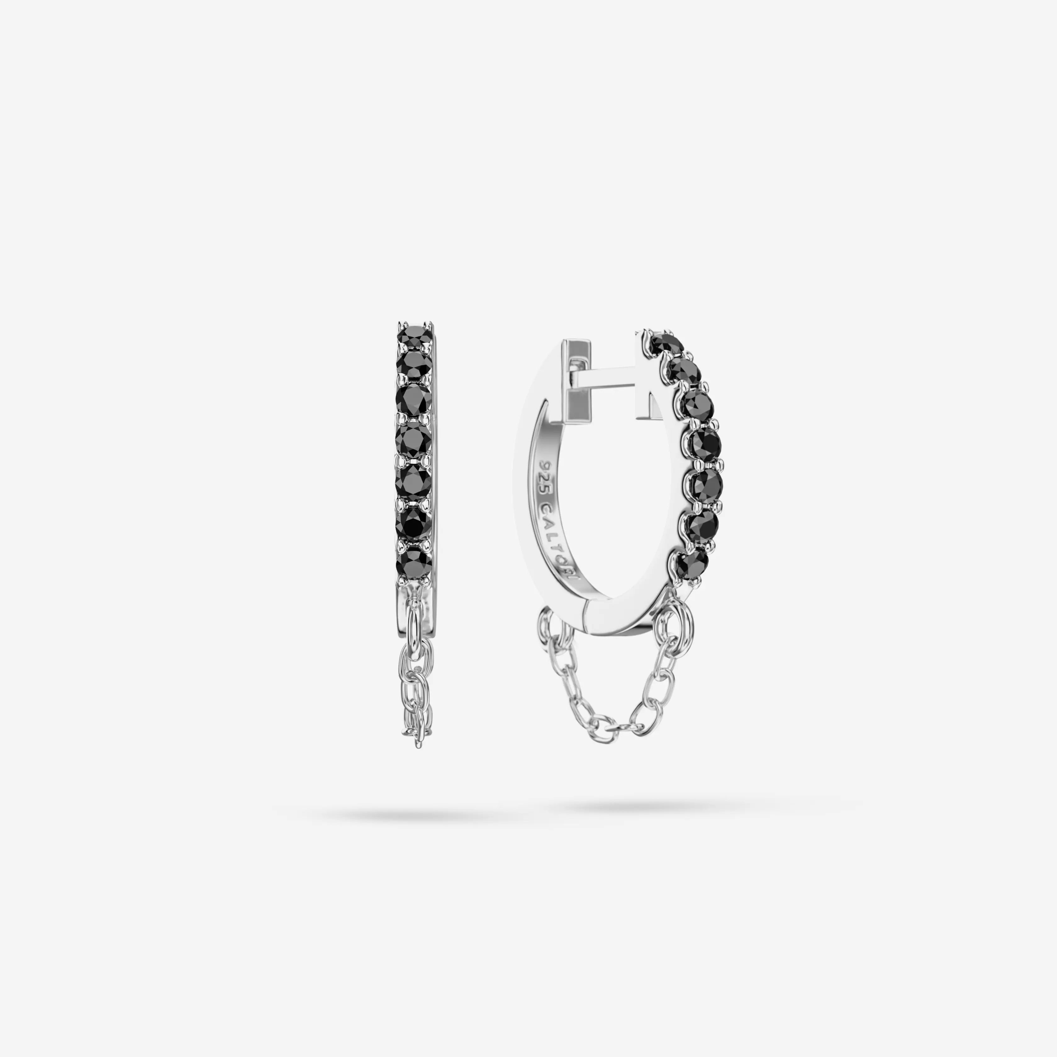 Black Spinel Chain Hoops