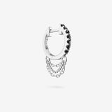 Black Spinel Short Triple Chain Hoops