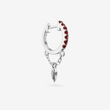 Lab Grown Ruby Charm Chain Hoops