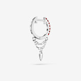 Lab Grown Ruby Double Chain Charm Hoops