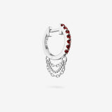 Lab Grown Ruby Short Triple Chain Hoops