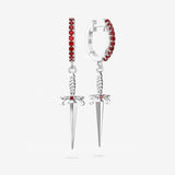 Dagger with Lab Grown Ruby Hoops