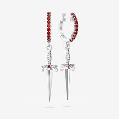 Dagger with Lab Grown Ruby Hoops
