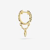 Black Spinel Charm Chain Hoops