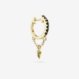 Black Spinel Charm Chain Hoops