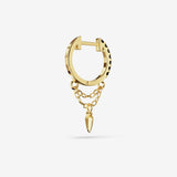 Black Spinel Double Chain Charm Hoops
