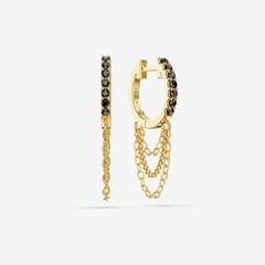 Black Spinel Triple Chain Hoops