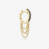 Black Spinel Triple Chain Hoops