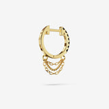 Black Spinel Short Triple Chain Hoops