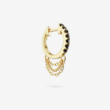 Black Spinel Short Triple Chain Hoops