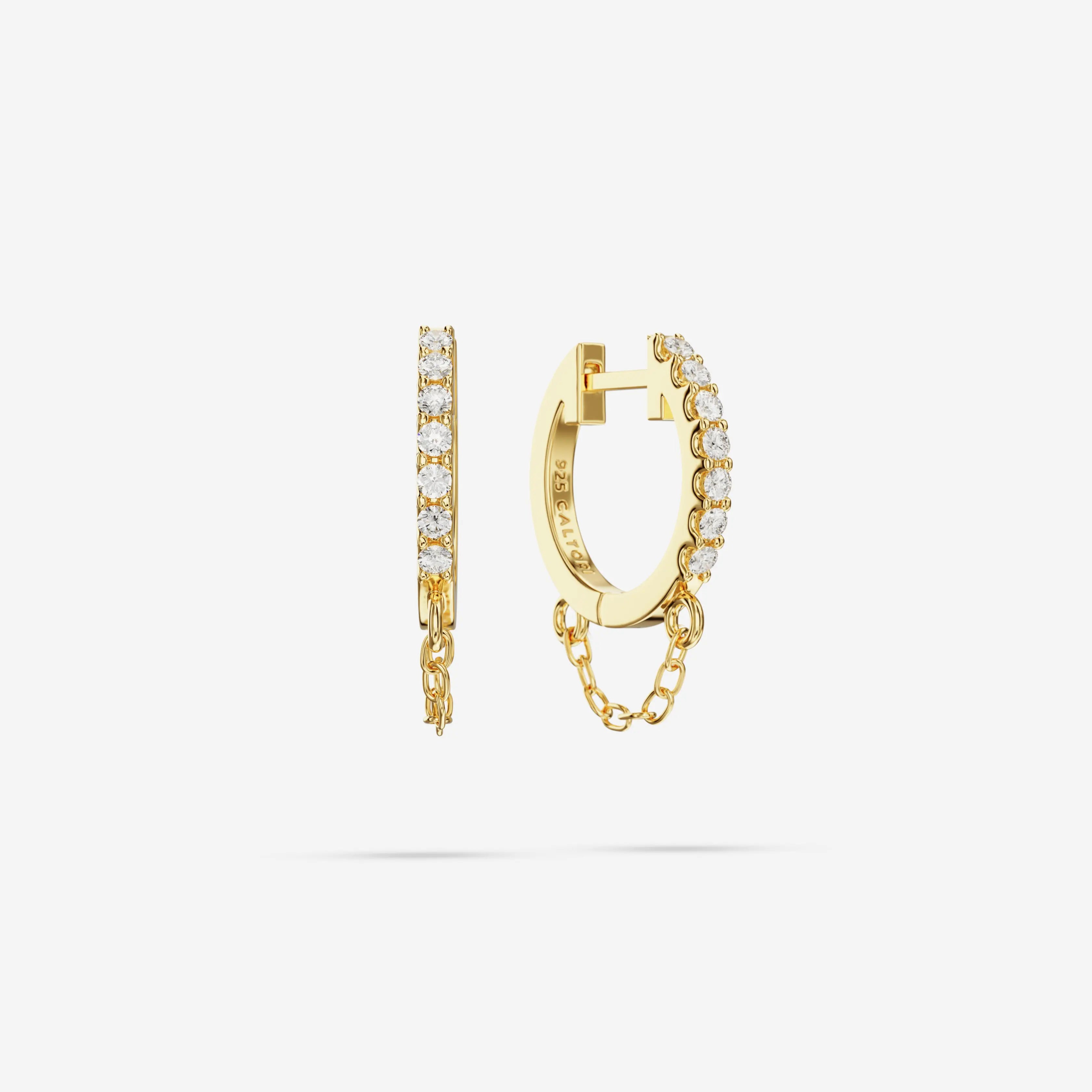 Lab Grown White Sapphire Chain Hoops