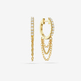 Lab Grown White Sapphire Triple Chain Hoops