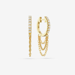Lab Grown White Sapphire Triple Chain Hoops
