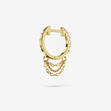 Lab Grown White Sapphire Short Triple Chain Hoops