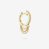Lab Grown White Sapphire Short Triple Chain Hoops