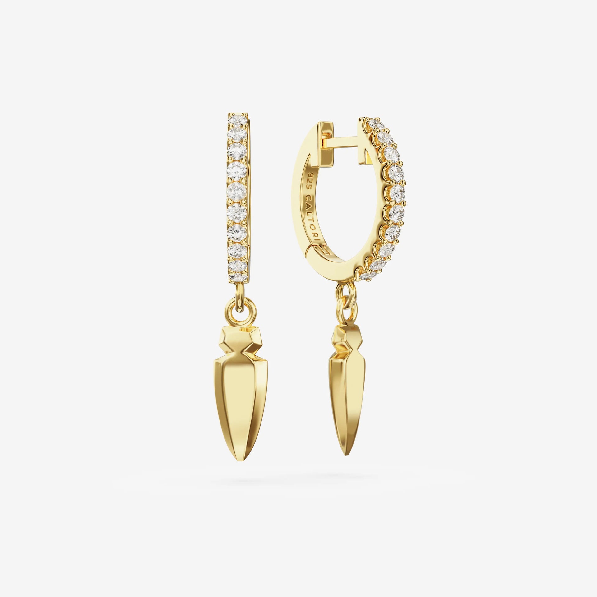 Lab Grown White Sapphire Spear Hoop Earrings – CALTORI