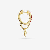 Lab Grown Ruby Charm Chain Hoops