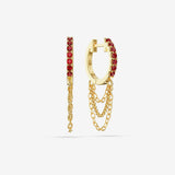 Lab Grown Ruby Triple Chain Hoops