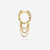 Lab Grown Ruby Triple Chain Hoops